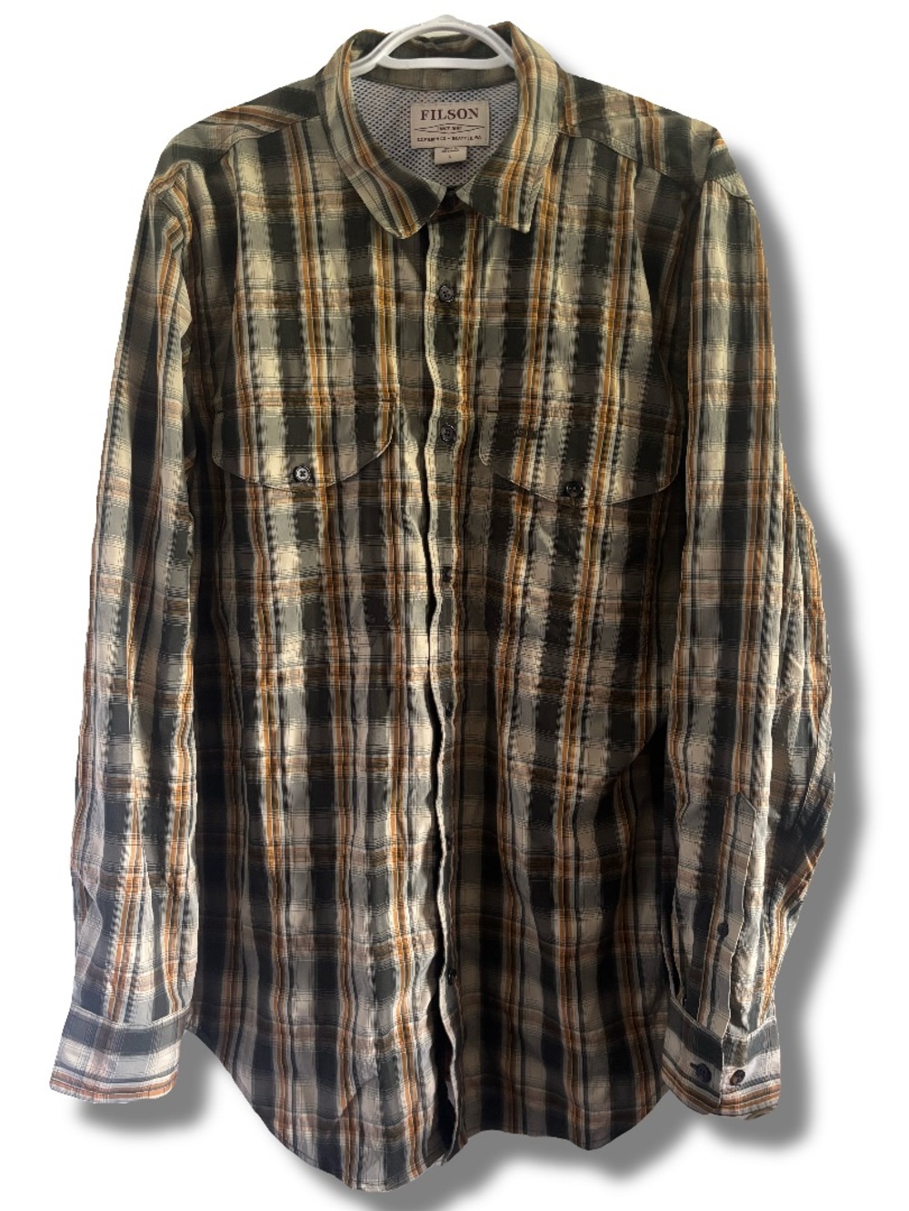 Filson Twin Lakes Sport Fishing / Outdoors LS Button Up Shirt Size Large